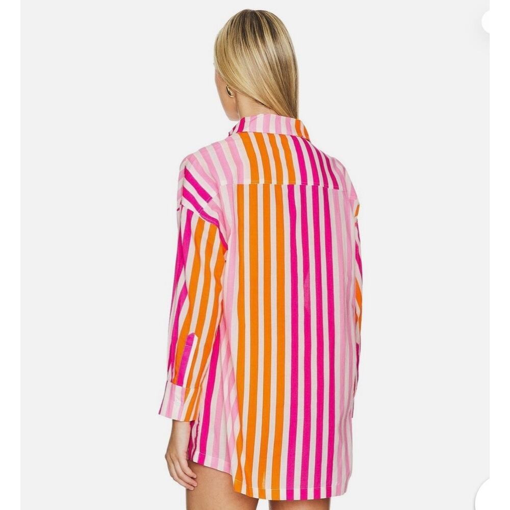 Beach Riot Alexa Button Down Top Swim Cover Sunset Stripe Womens Size L/XL - Picture 5 of 8
